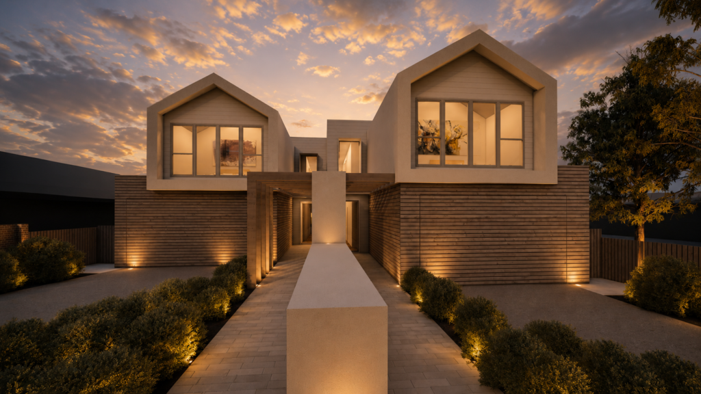Residential building design featuring modern architecture - Dual Occupancy