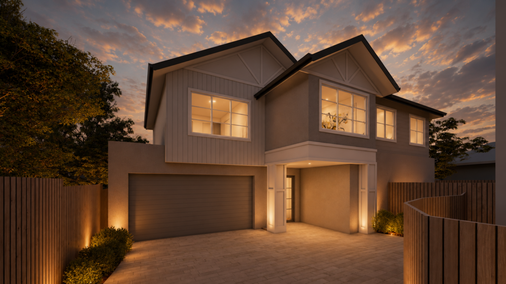 Modern two-storey home design prepared for planning permit and construction documentation - Backyard Subdivision